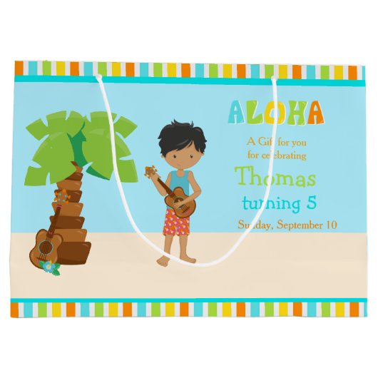 Aloha African American Boy Bedankt Groot Cadeauzakje (Achterkant)
