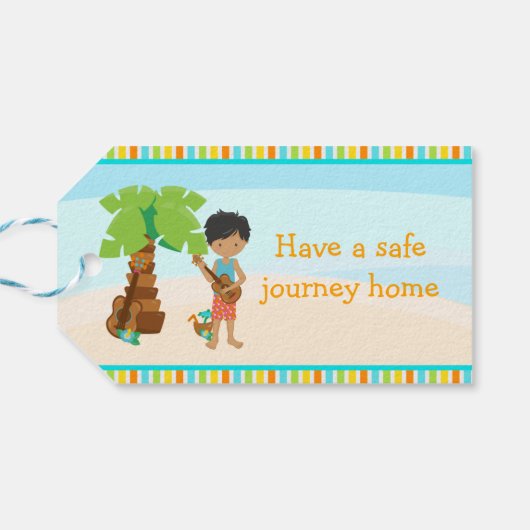 Aloha African American Boy Cadeaulabel (Achterkant Horizontaal)