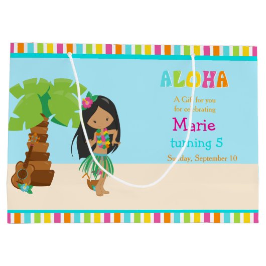 Aloha African American Girl Bedankt Groot Cadeauzakje (Achterkant)