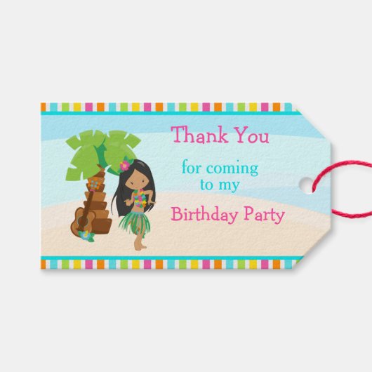 Aloha Afrikaans Amerikaans Meisje Cadeaulabel (Voorkant (Horizontaal))