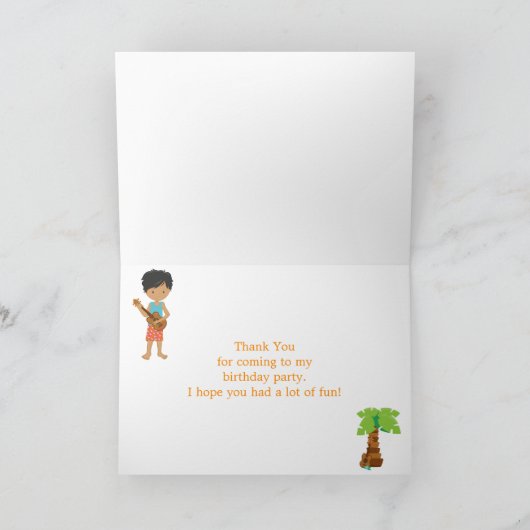 Aloha Afro-Amerikaanse jongen bedankkaart (Binnen)