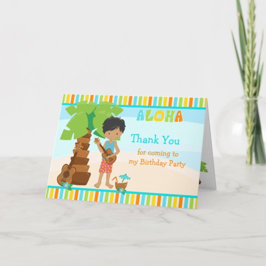 Aloha Afro-Amerikaanse jongen bedankkaart (Voorkant)