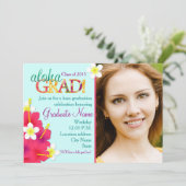 Aloha AFSTUDEERDER Afstuderen Luau Floral Party In Kaart (Staand voorkant)