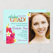 Aloha AFSTUDEERDER Afstuderen Luau Floral Party In Kaart (Voorkant / Achterkant)