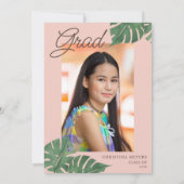 Aloha Afstudeerder roze flamingo tropisch meisje A Kaart (Achterkant)