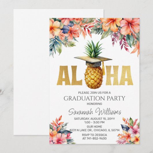 Aloha Afstudeerfeest Verjaardag Kaart (Voorkant / Achterkant)