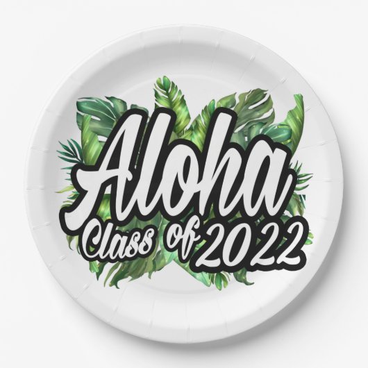 Aloha Afstuderen Klasse van 2022 Luau Party Papieren Bordje (Voorkant)