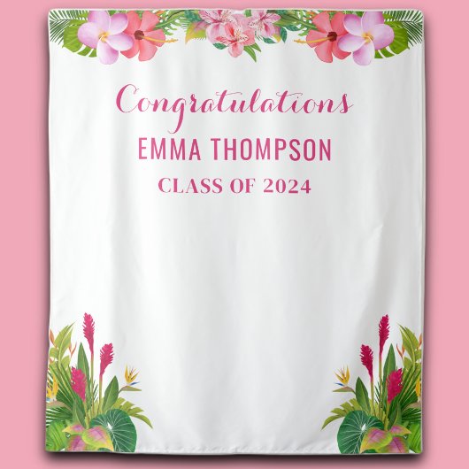 Aloha Afstuderen Luau klasse van 2024 achtergrond Wandkleed