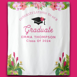 Aloha Afstuderen Luau klasse van 2024 achtergrond Wandkleed