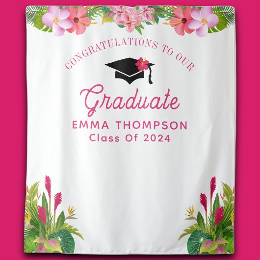 Aloha Afstuderen Luau klasse van 2024 achtergrond Wandkleed