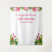 Aloha Afstuderen Luau klasse van 2024 achtergrond Wandkleed (Voorkant)