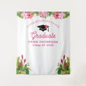 Aloha Afstuderen Luau klasse van 2024 achtergrond Wandkleed (Voorkant)