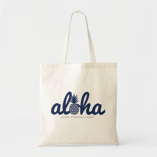 Aloha anananas Logo marinekleur Tote Bag (Voorkant)