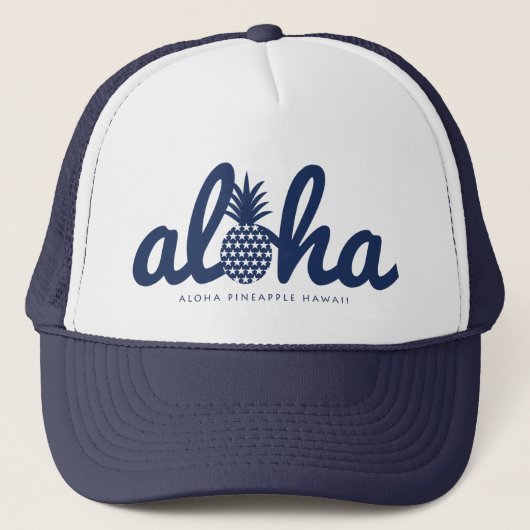 Aloha anananas LogoColor-Navy Trucker Pet (Voorkant)