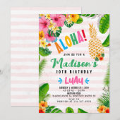 Aloha Ananas 10e verjaardagsfeest Uitnodiging (Voorkant / Achterkant)