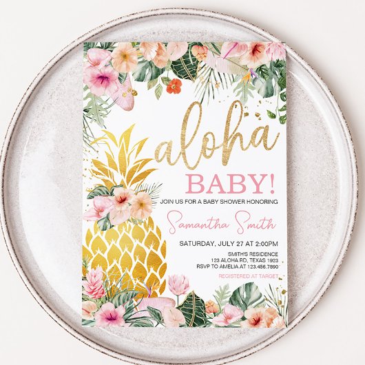 Aloha ananas Baby shower Kaart