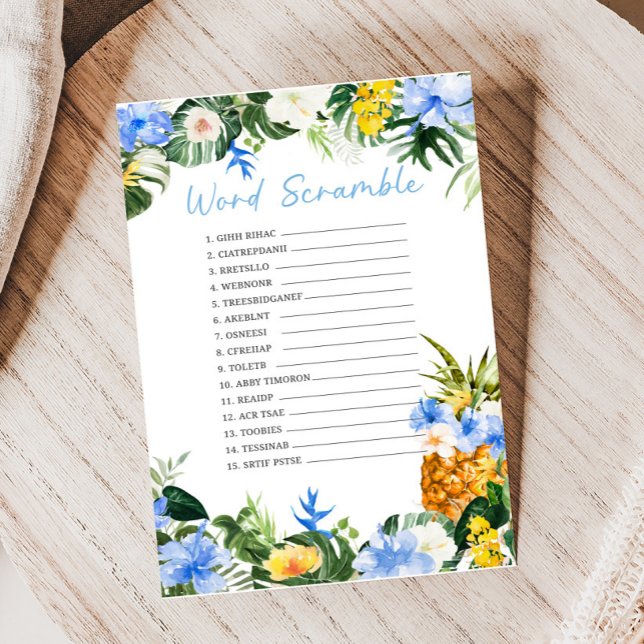 Aloha Ananas Baby Shower Woordzoek Game (Aloha Baby Baby Shower Game)