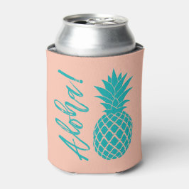 Aloha Ananas Beach Party Luau | perzik blauwgroen Blikjeskoeler