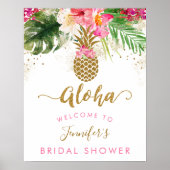Aloha Ananas Bloemachtige Bruidsfeest Begroeting Poster (Voorkant)