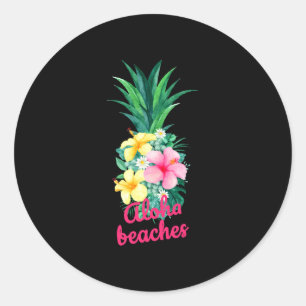 Aloha ananas bloemen aloha hawaii vintage ronde sticker