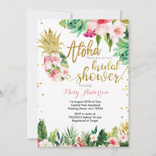 Aloha ananas Bridal Shower Kaart (Voorkant)