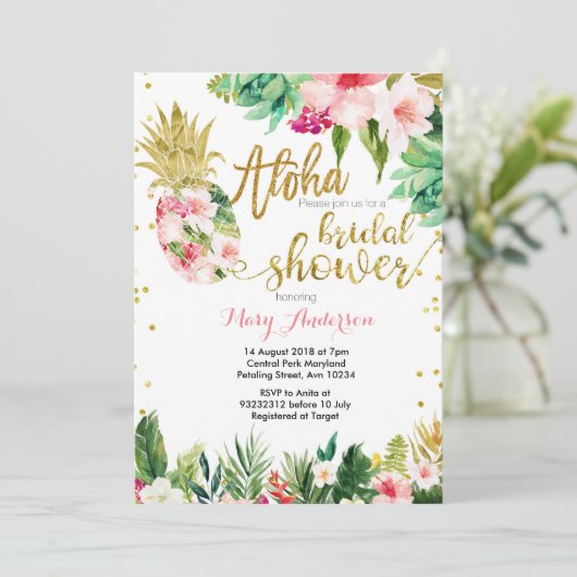 Aloha ananas Bridal Shower Kaart (Staand voorkant)