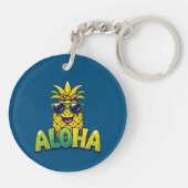 Aloha Ananas Collectie Blauwgroen Acryl Sleutelhan Sleutelhanger (Achterkant)