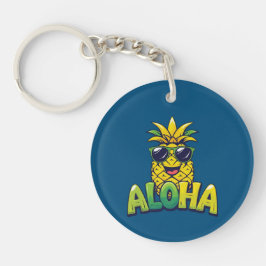 Aloha Ananas Collectie Blauwgroen Acryl Sleutelhan Sleutelhanger