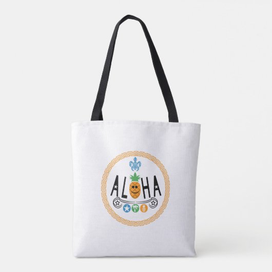 Aloha Ananas Design - All-Over-Print Canvas tas, Tote Bag (Achterkant)