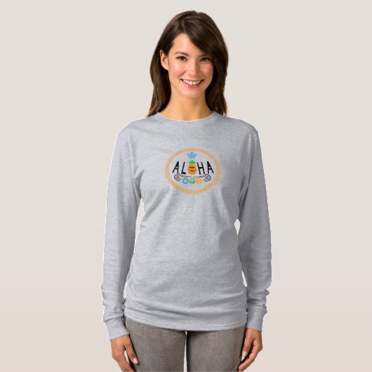 Aloha Ananas Design - Basic T-shirt met lange mouw (Voorkant volledig)