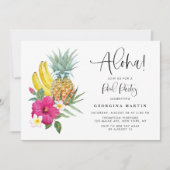 Aloha Ananas en Hibiscus Tropisch Poolfeest Kaart (Voorkant)