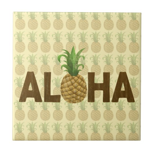 Aloha  ananas Hawaiian Hawaii Tegeltje (Voorkant)