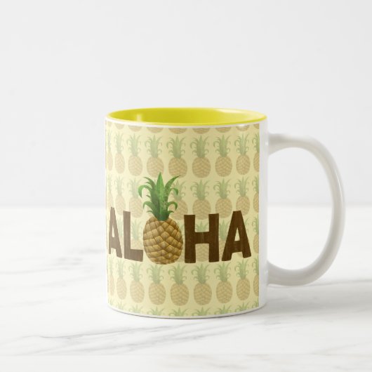 Aloha  ananas Hawaiian Hawaii Tweekleurige Koffiemok (Rechts)