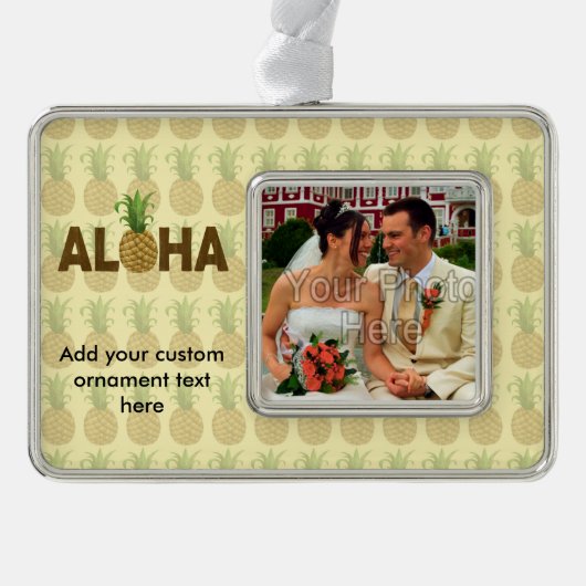 Aloha  ananas Hawaiian Hawaii Verzilverd Omlijst Ornament (Voorkant)