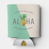 Aloha Ananas, Linnen Textuur 50e Verjaardags Bash Blikjeskoeler (Achterkant)