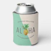 Aloha Ananas, Linnen Textuur 50e Verjaardags Bash Blikjeskoeler (Blikje Achterkant)