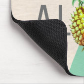 Aloha Ananas, Linnen Textuur Beige & Groen Muismat (Hoek)