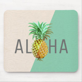 Aloha Ananas, Linnen Textuur Beige & Groen Muismat