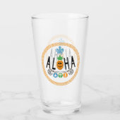 Aloha ananas ontwerp - glazen beker 16oz (Achterkant)