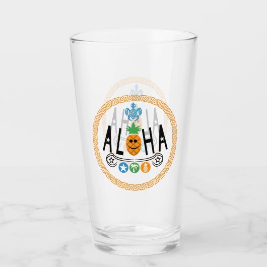 Aloha ananas ontwerp - glazen beker 16oz (Voorkant)