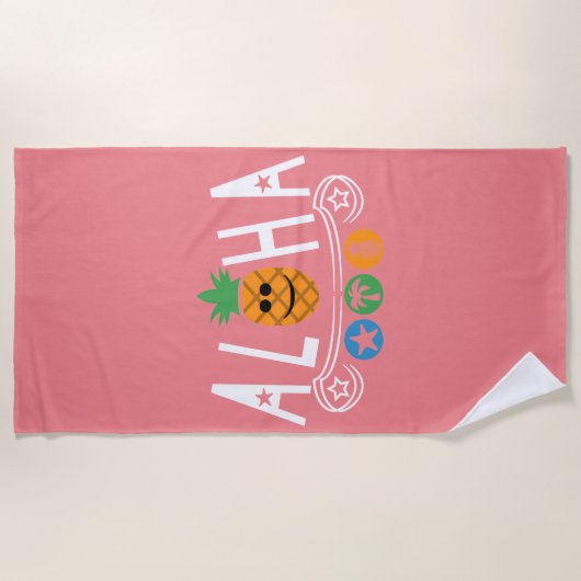 Aloha Ananas Ontwerp - Strand Handdoek (Voorkant)