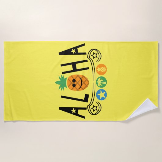 Aloha Ananas Ontwerp - Strandhanddoek Strandlaken (Voorkant)