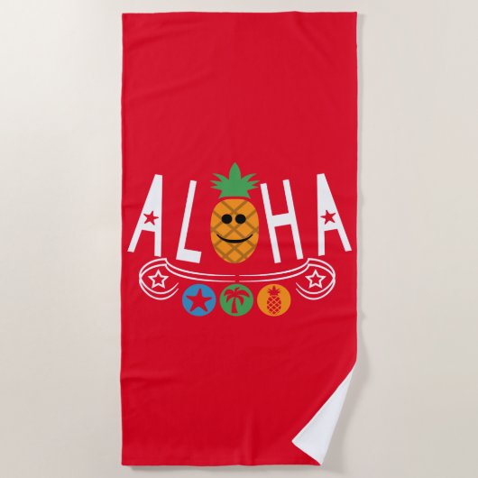 Aloha Ananas Ontwerp - Strandhanddoek Strandlaken (Voorkant)