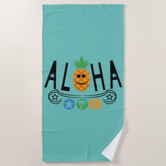 Aloha Ananas Ontwerp - Strandhanddoek Strandlaken (Voorkant)