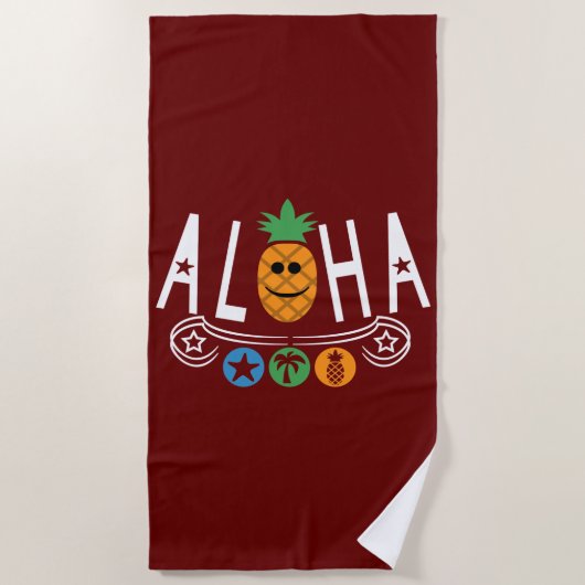 Aloha Ananas Ontwerp - Strandhanddoek Strandlaken (Voorkant)