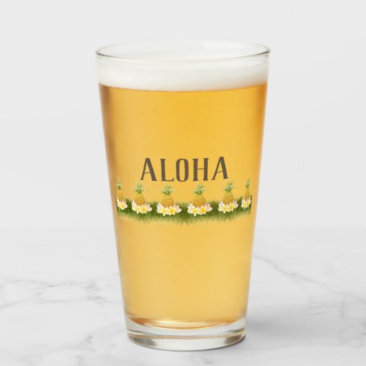 Aloha Ananas Rand Glas (Voorkant gevuld)