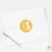 Aloha ananas strand bruiloft Luau | geel wit Ronde Sticker (Envelop)