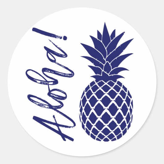 Aloha ananas strand bruiloft Luau | marinewit Ronde Sticker (Voorkant)