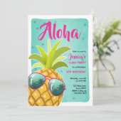 Aloha ananas Verjaardag Tropisch Luau Hawaii Kaart (Staand voorkant)