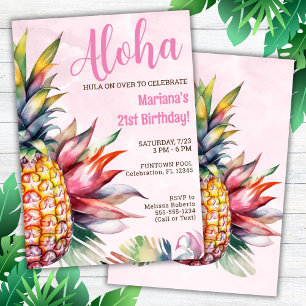 Aloha Ananas Verjaardagsfeest Uitnodiging